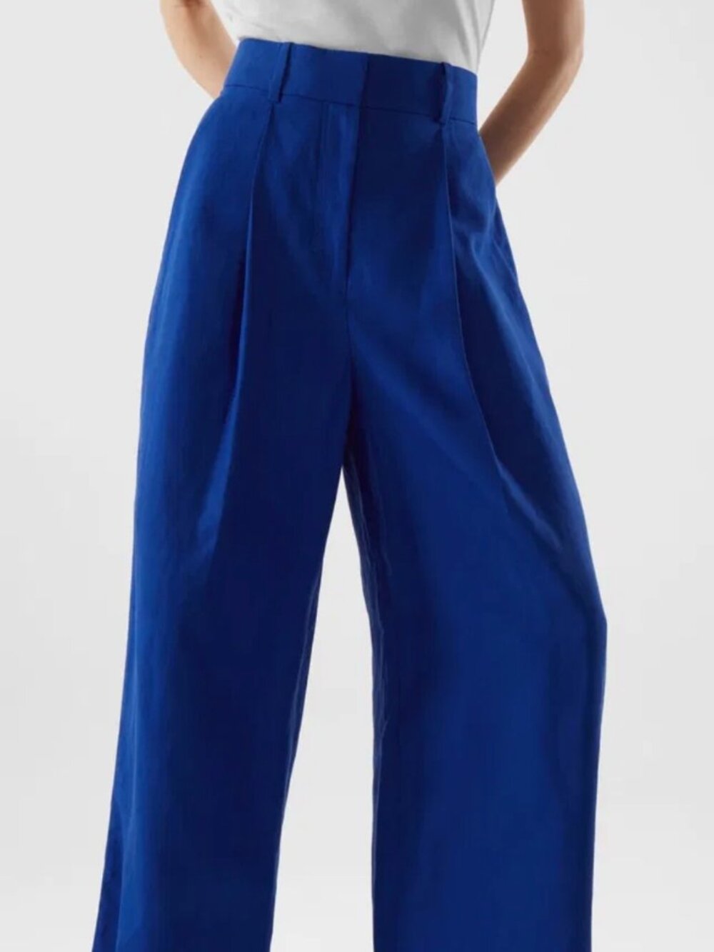 NWT COS High-Waisted Wide Leg Trousers in Blue Women's 4